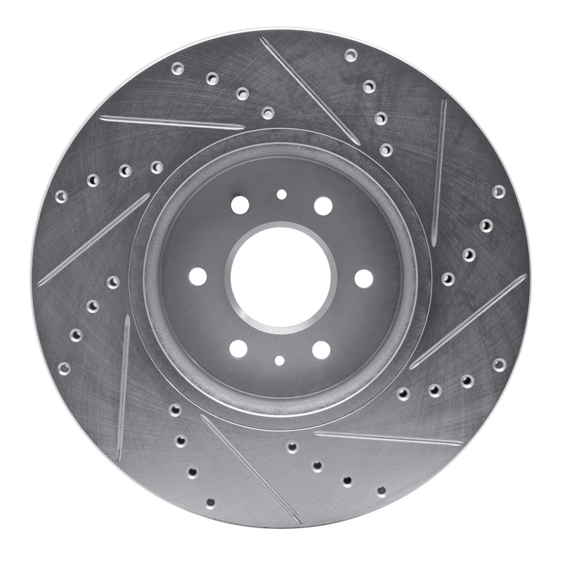 Kia BORREGO Brake Rotor (1) - Front Left - R1 Concepts - Drilled & Slotted - Silver - `09-`10